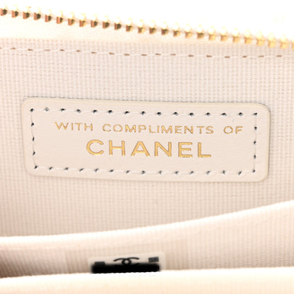Chanel Tweed Quilted Bow Flap Card Holder On Chain White 8 of 11