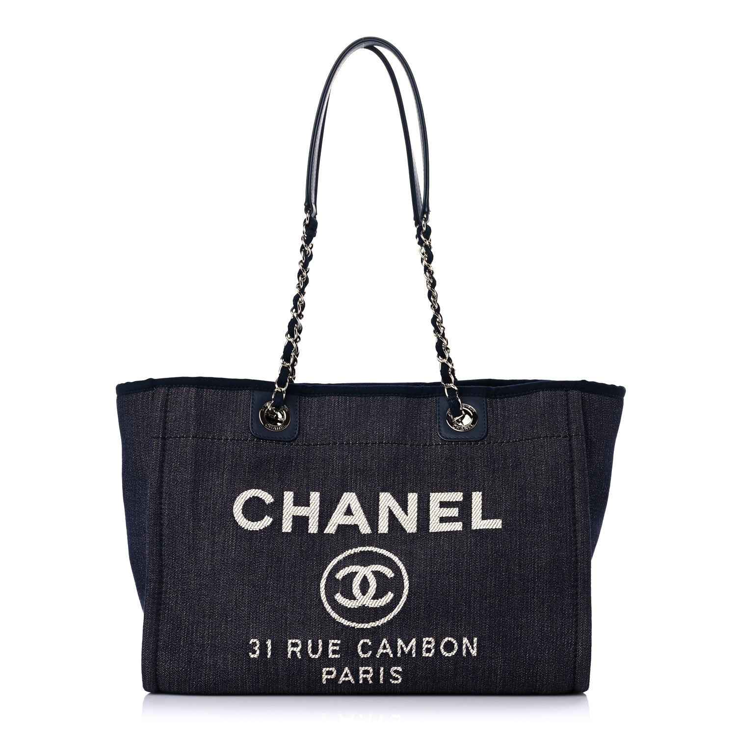 Chanel Denim Small Deauville Tote Dark Blue 1 of 14