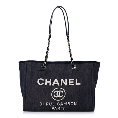 Chanel Denim Small Deauville Tote Dark Blue 1 of 14