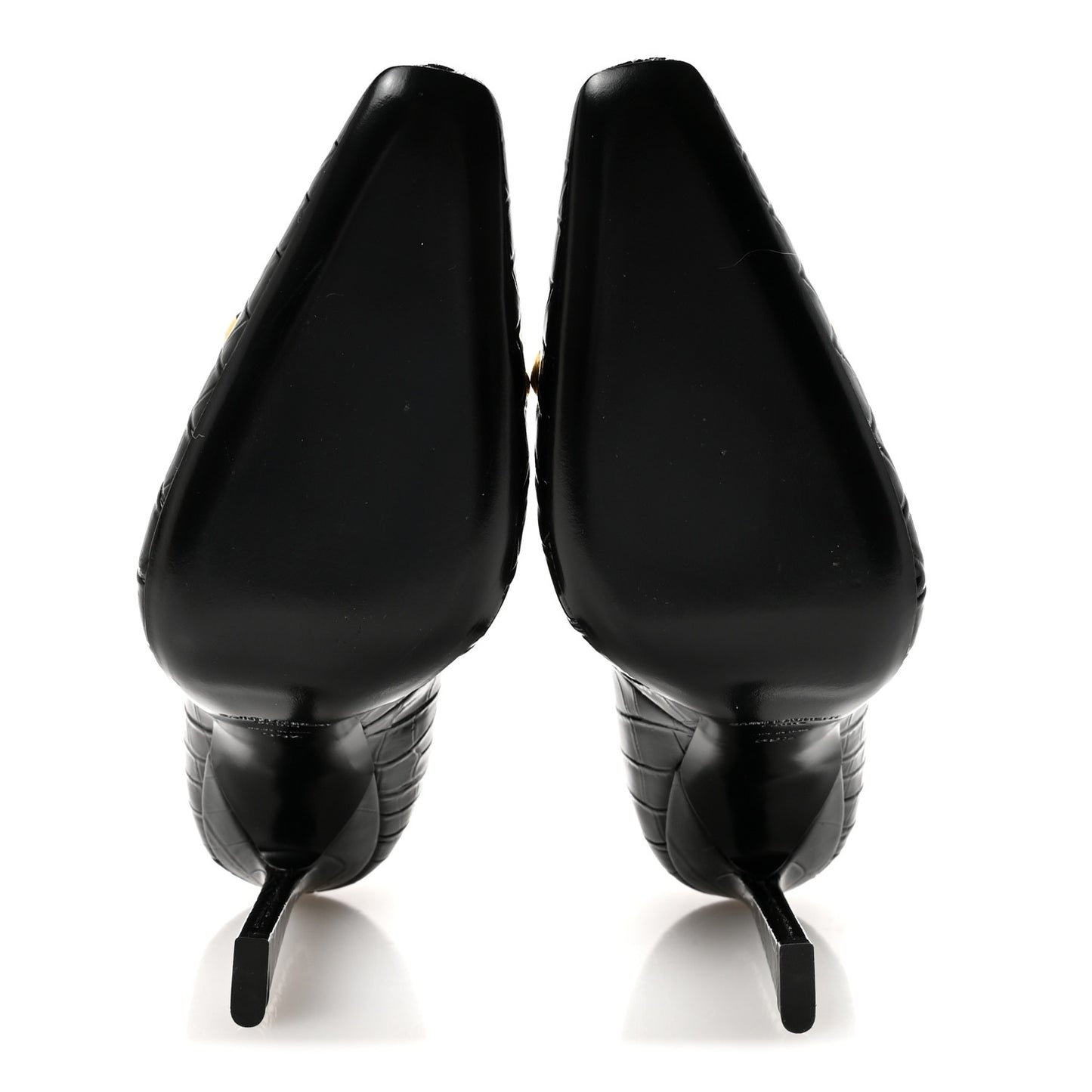 Calfskin Crocodile Embossed Silvana 110mm Pumps 39.5 Black