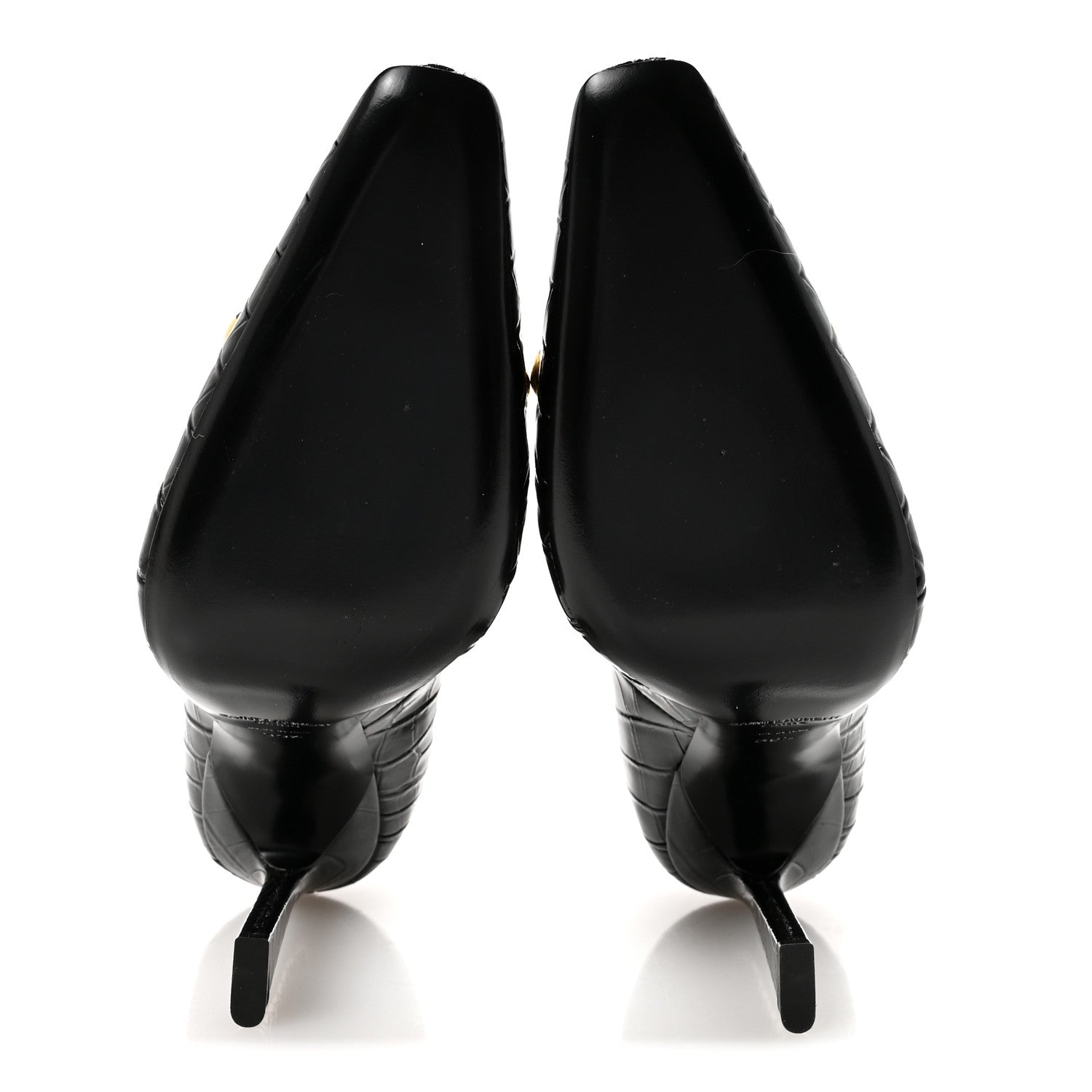 Saint Laurent Calfskin Crocodile Embossed Silvana 110mm Pumps 39.5 Black 6 of 10