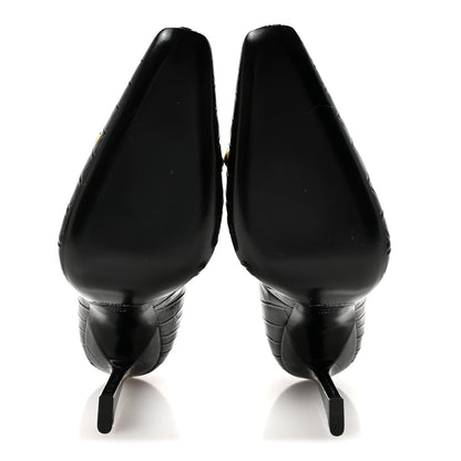 Saint Laurent Calfskin Crocodile Embossed Silvana 110mm Pumps 39.5 Black 6 of 10