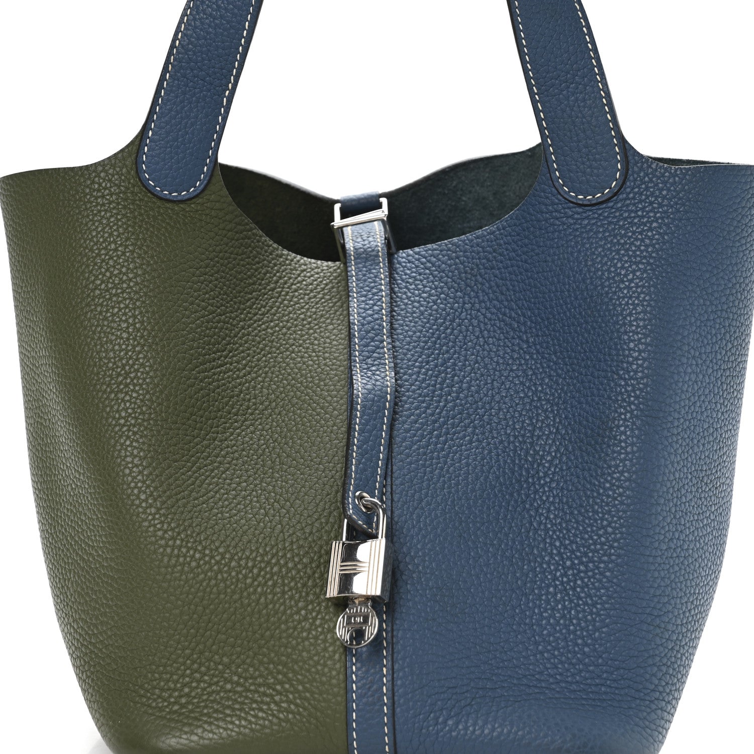 Hermes Taurillon Clemence Casaque Picotin Lock 22 MM  Bleu Thalassa Canopee 8 of 12