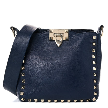 Valentino Garavani Pebbled Calfskin Mini Rockstud Flip-Lock Messenger Bag Marine 1 of 23