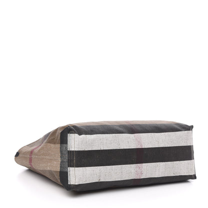 Burberry Coated Canvas Mega Check Medium Doodle Tote Black 4 of 15