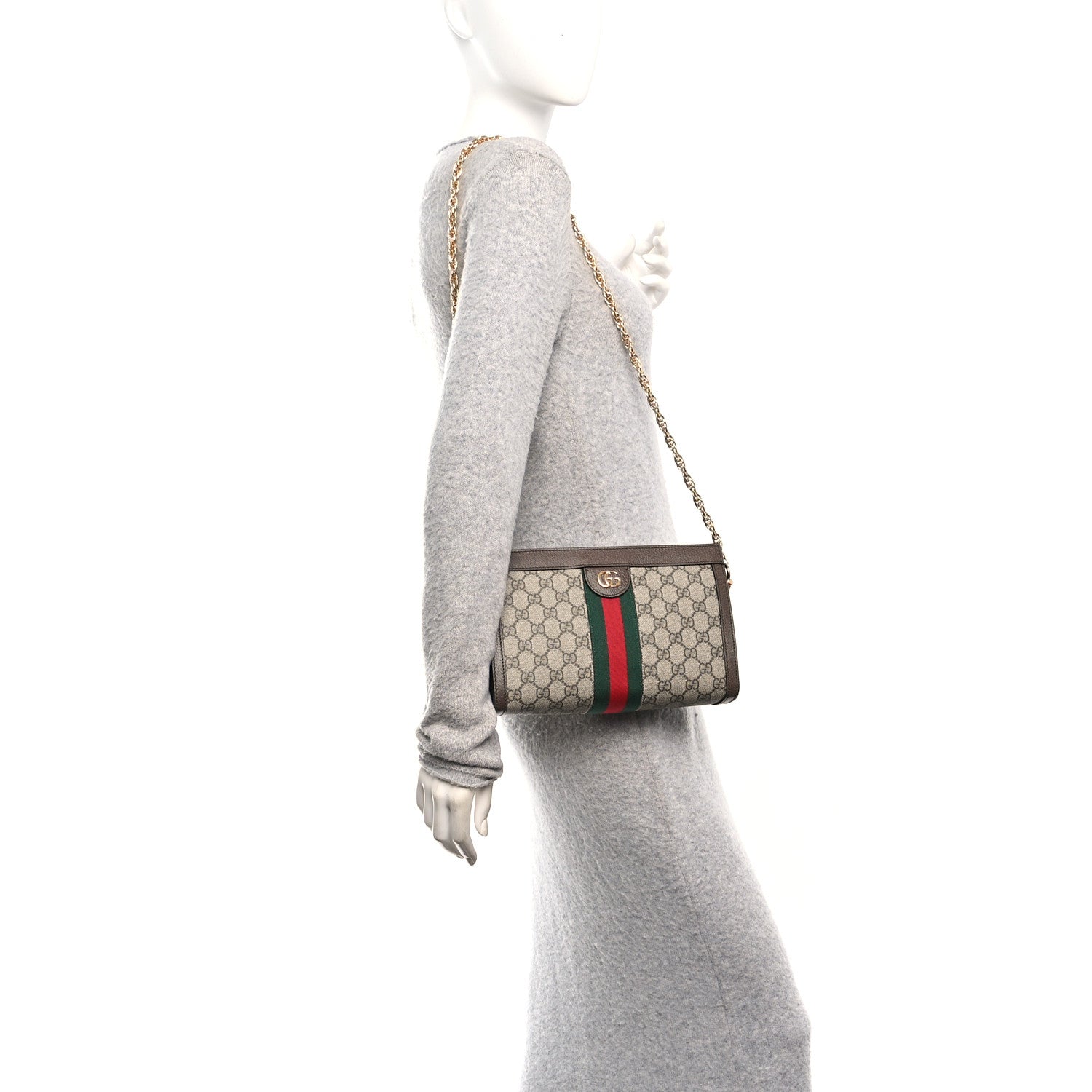 Gucci GG Supreme Monogram Web Small Ophidia Chain Shoulder Bag Brown 2 of 10