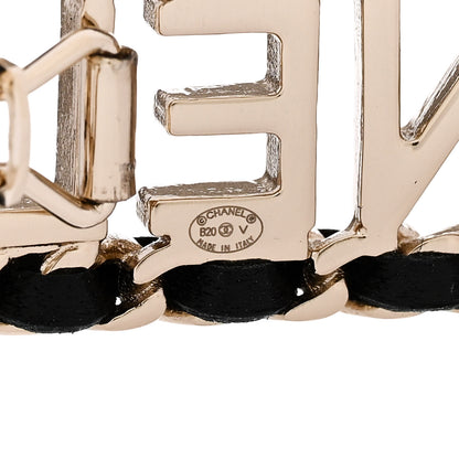 Chanel Metal Lambskin Vintage Allure Logo Hair Clip Black Gold 4 of 5
