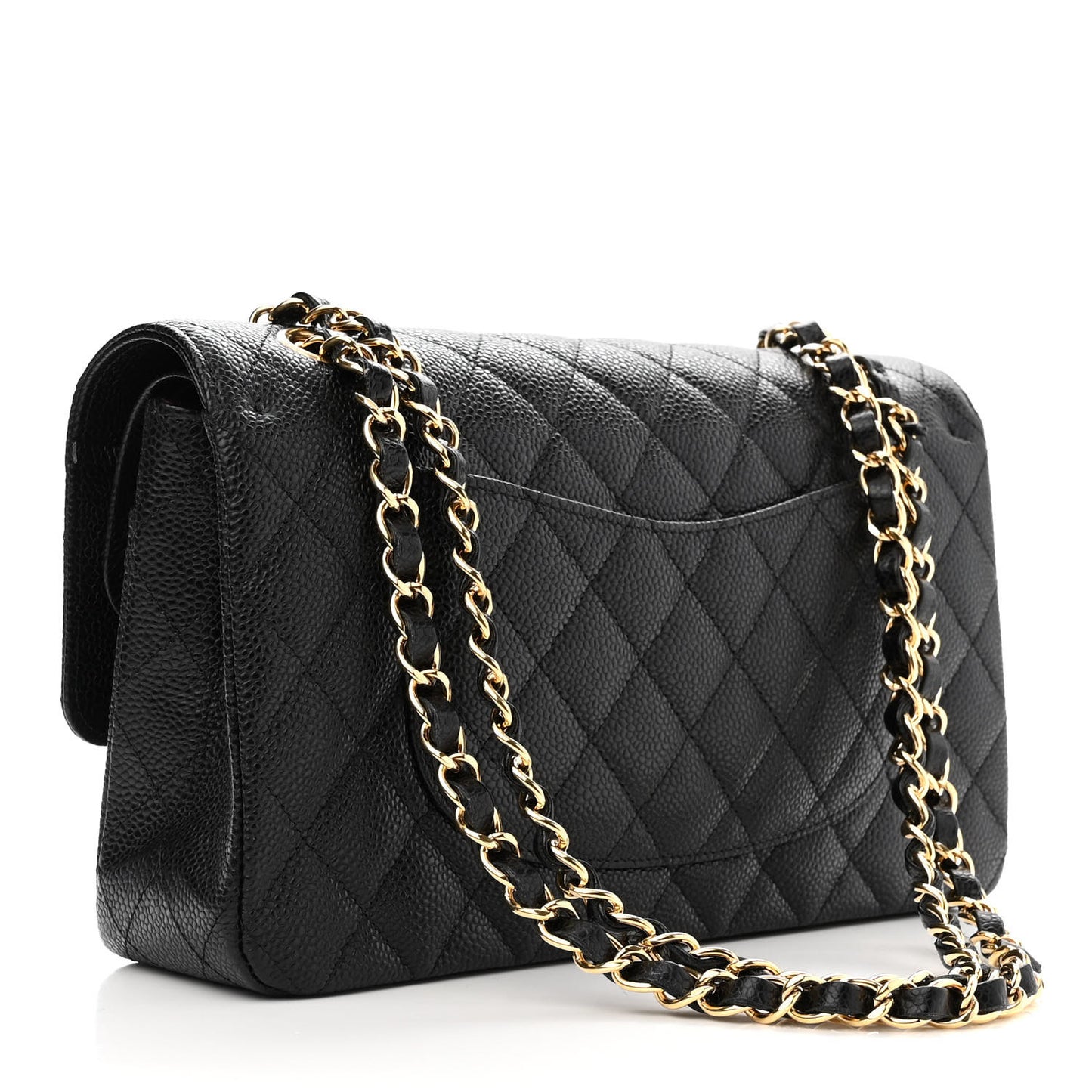 Caviar Quilted Medium Double Flap Black