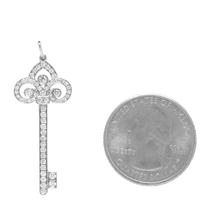 Tiffany Platinum Diamond .41ct Fleur De Lis Key Pendant 2 of 5