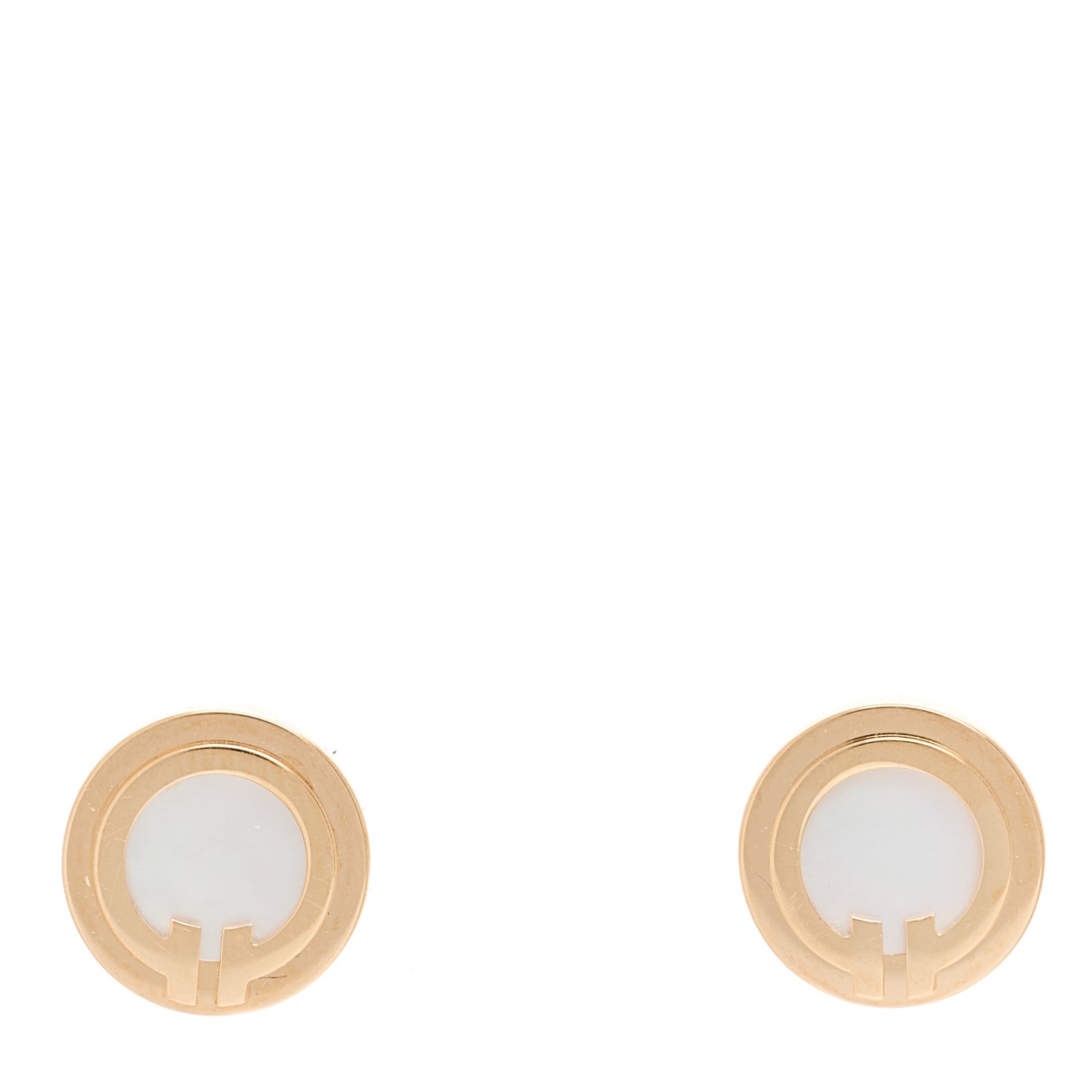 18K Rose Gold Mother of Pearl T Circle Earrings