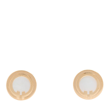 Tiffany 18K Rose Gold Mother of Pearl T Circle Earrings 1 of 5