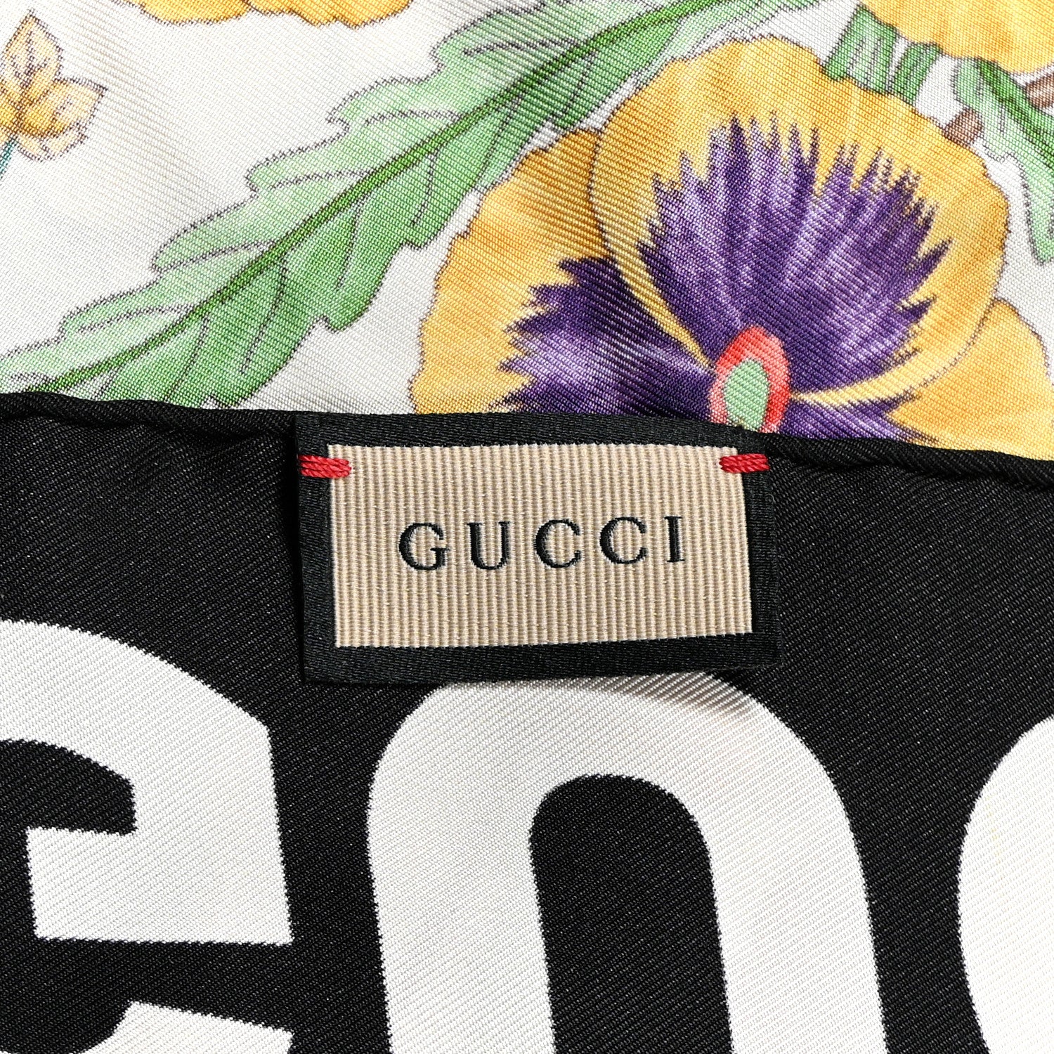 Gucci Silk Twill Voile Square Scarf Ivory Black 3 of 4