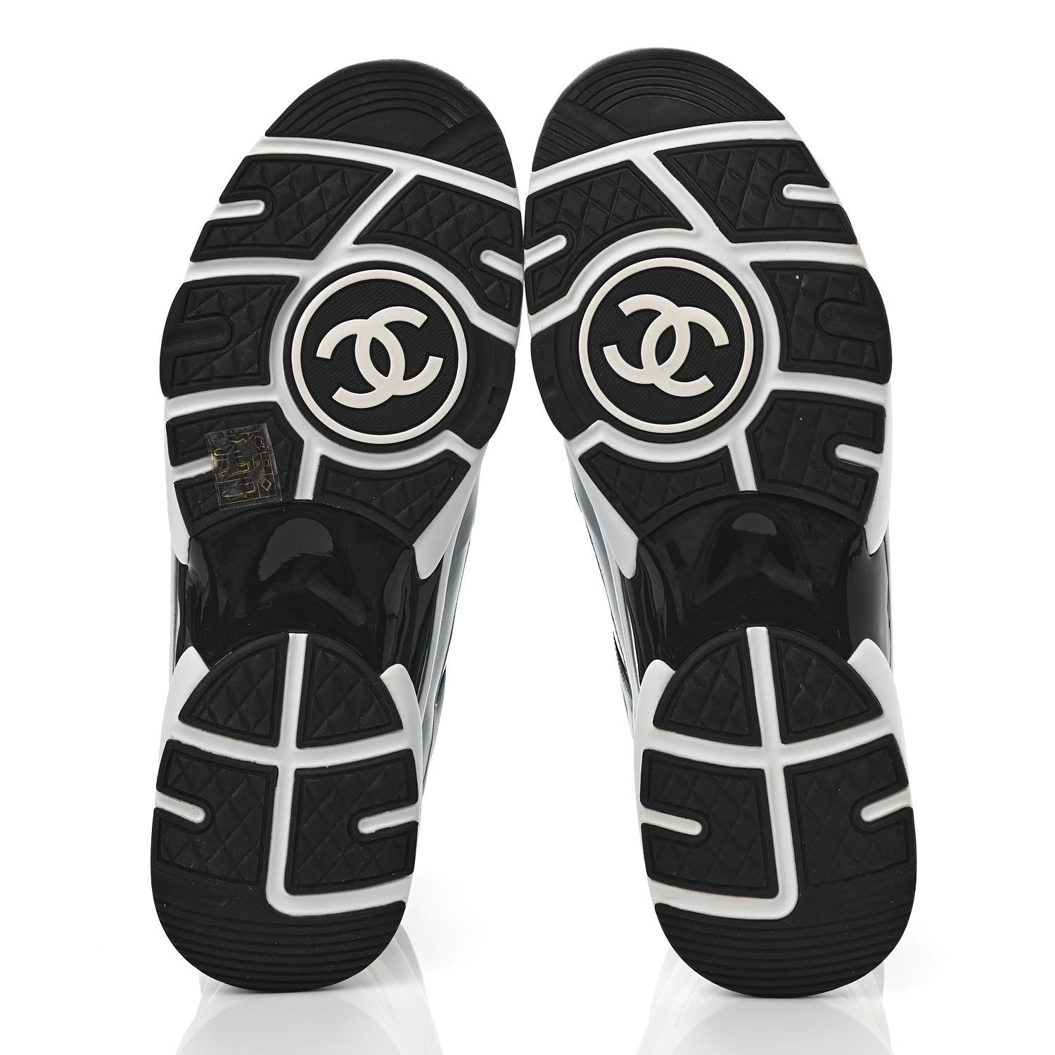 Chanel Calfskin Patent Lambskin Mens CC High Top Sneakers 45 White Yellow Navy Black 5 of 9