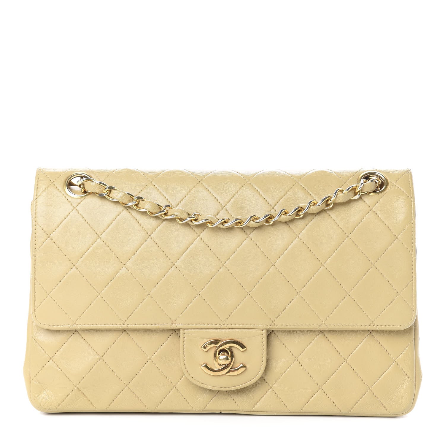 Chanel Lambskin Quilted Medium Double Flap Beige 1 of 14