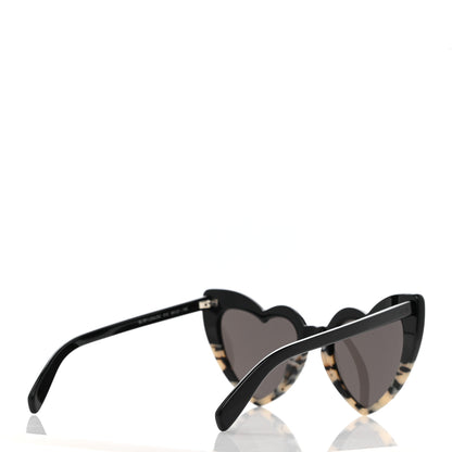Saint Laurent Acetate Heart Frame Loulou SL181 Sunglasses Black White Havana 4 of 8