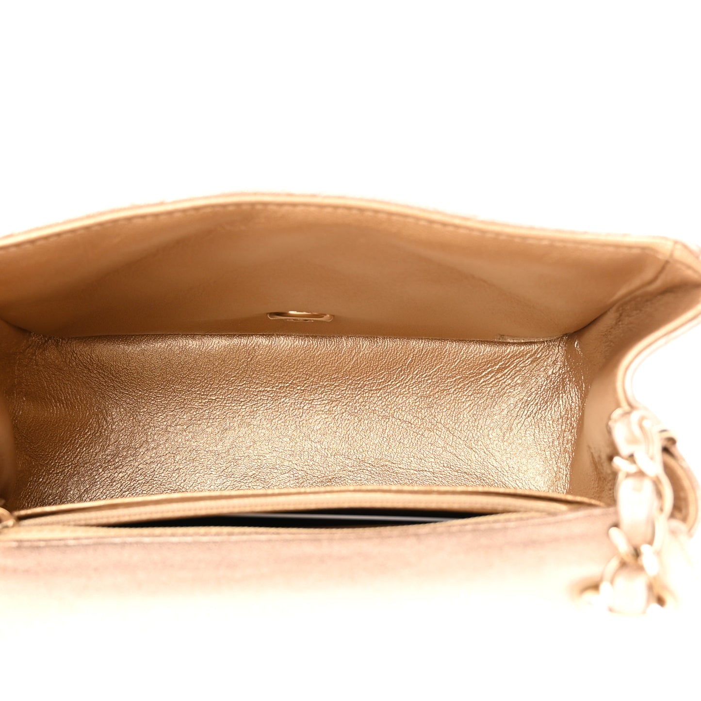 Metallic Lambskin Quilted Mini Square Flap Gold
