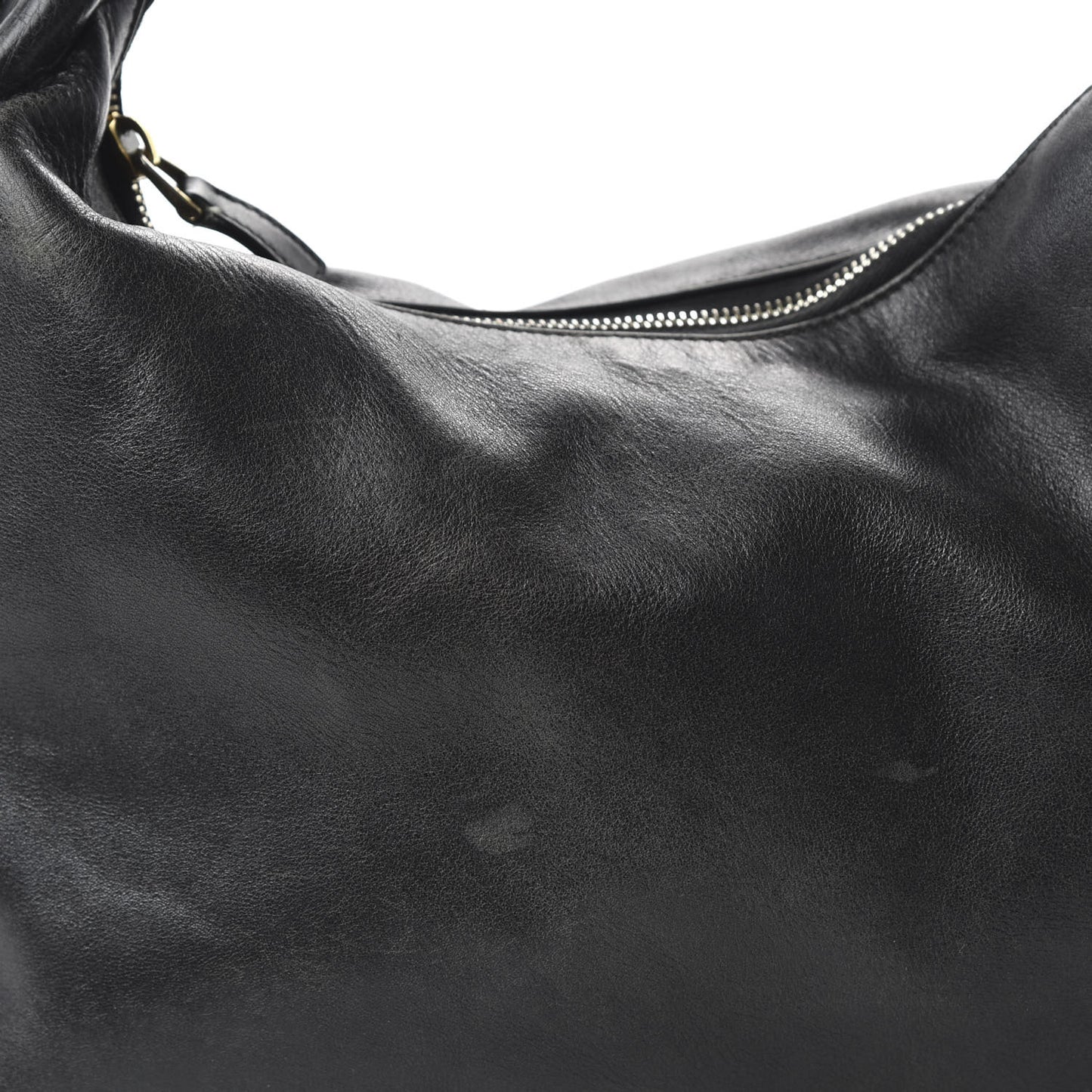 Calfskin Medium Horsebit Chain Hobo Black