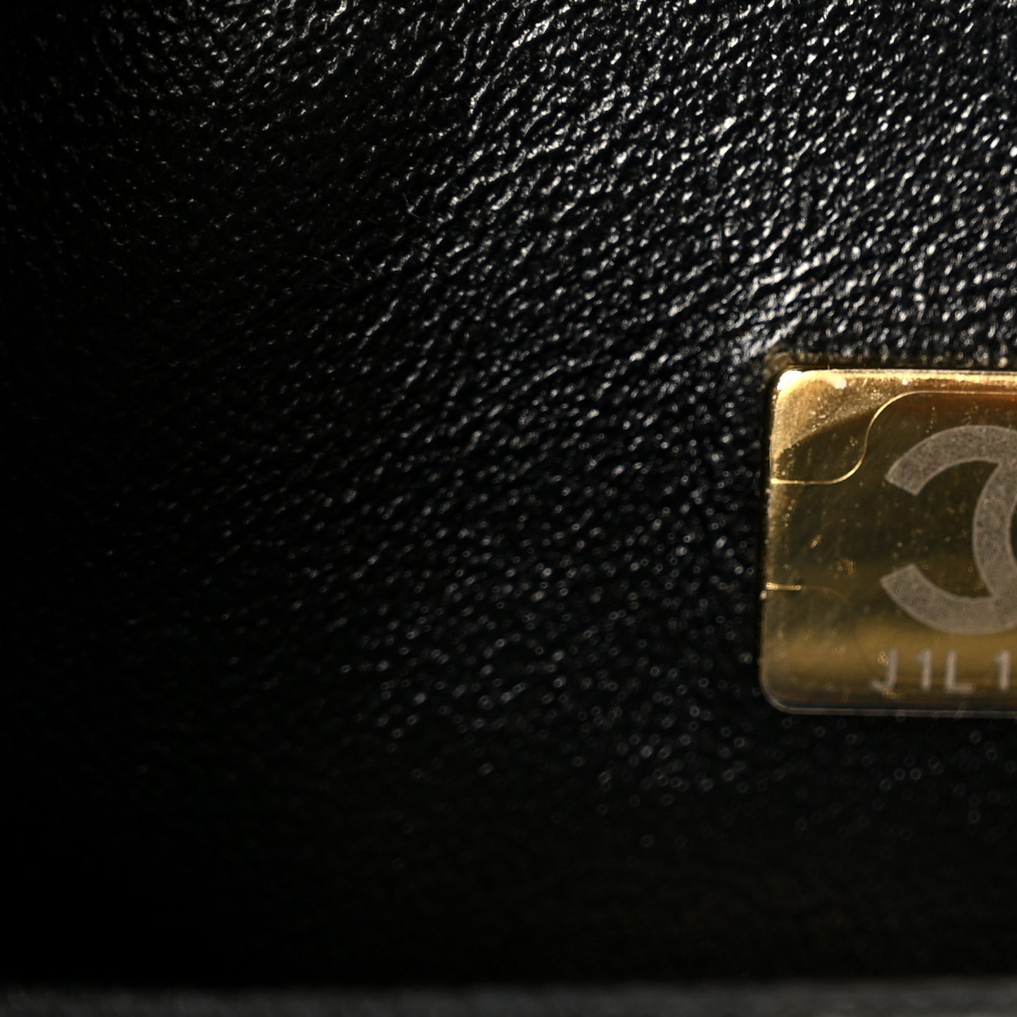 Shiny Lambskin Quilted Golden Links Top Handle Flap Black