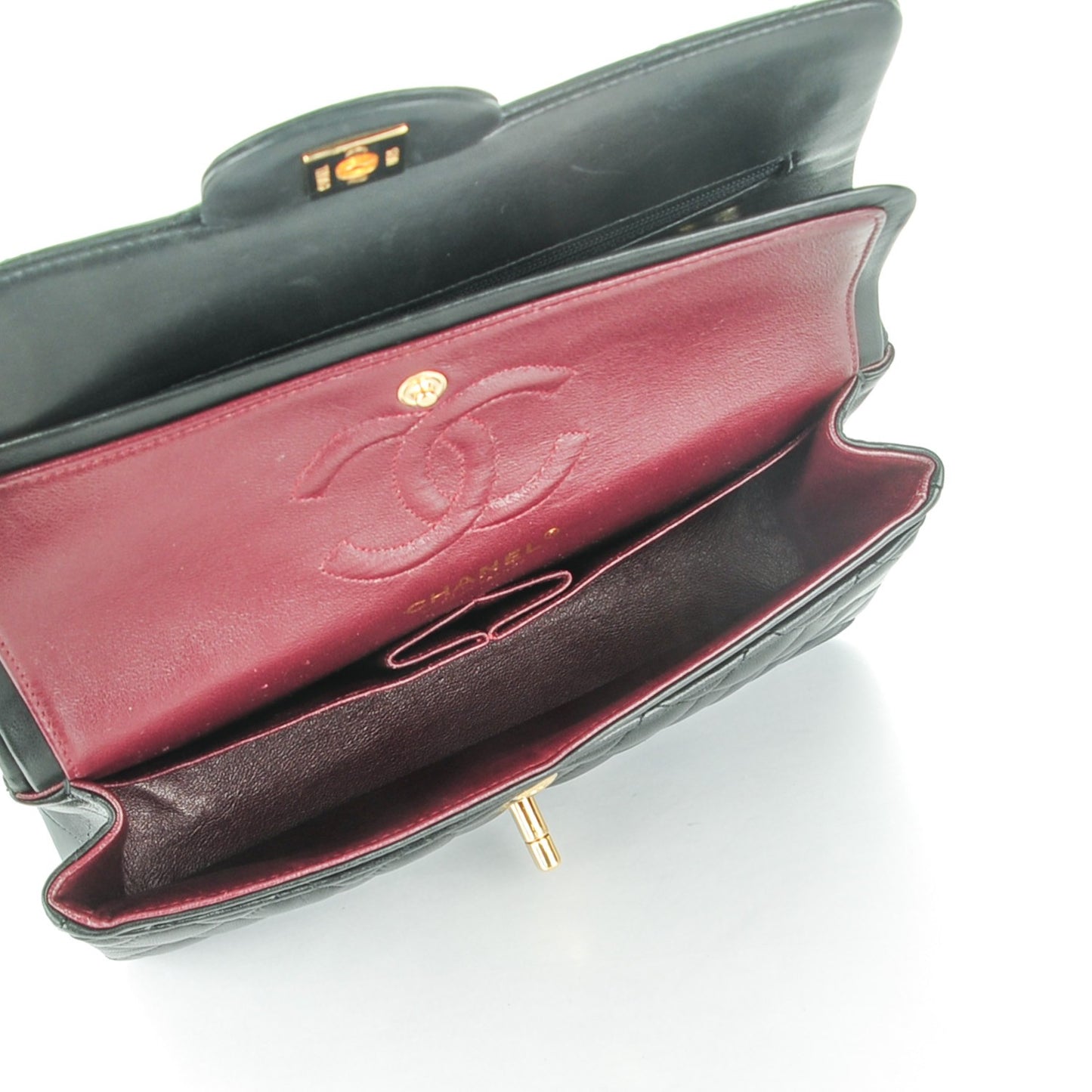 Lambskin Quilted Small Double Flap Black