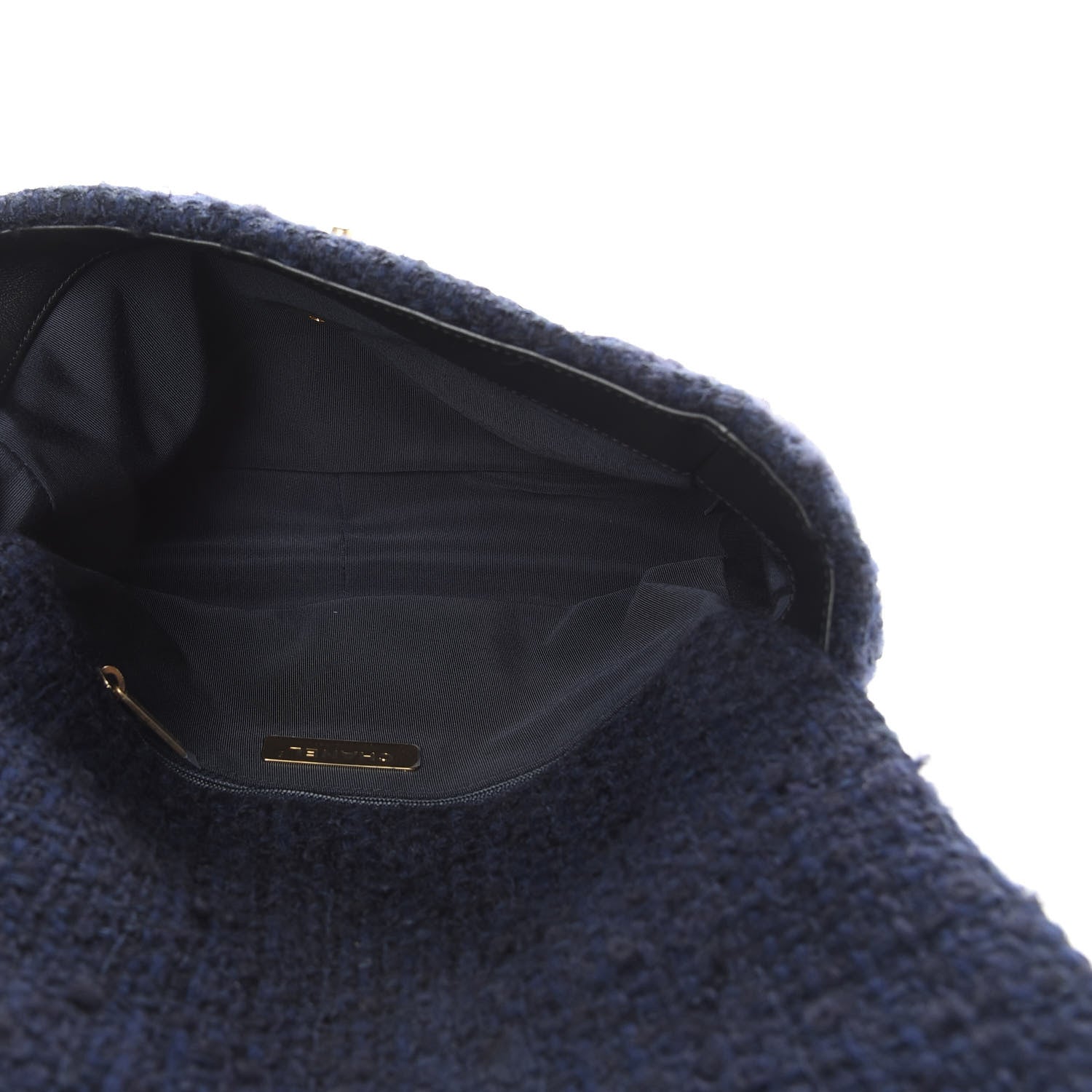 Chanel Tweed Quilted Large 19 Flap Navy Blue 5 of 11