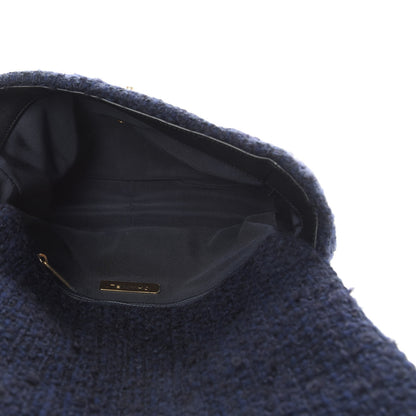 Chanel Tweed Quilted Large 19 Flap Navy Blue 5 of 11