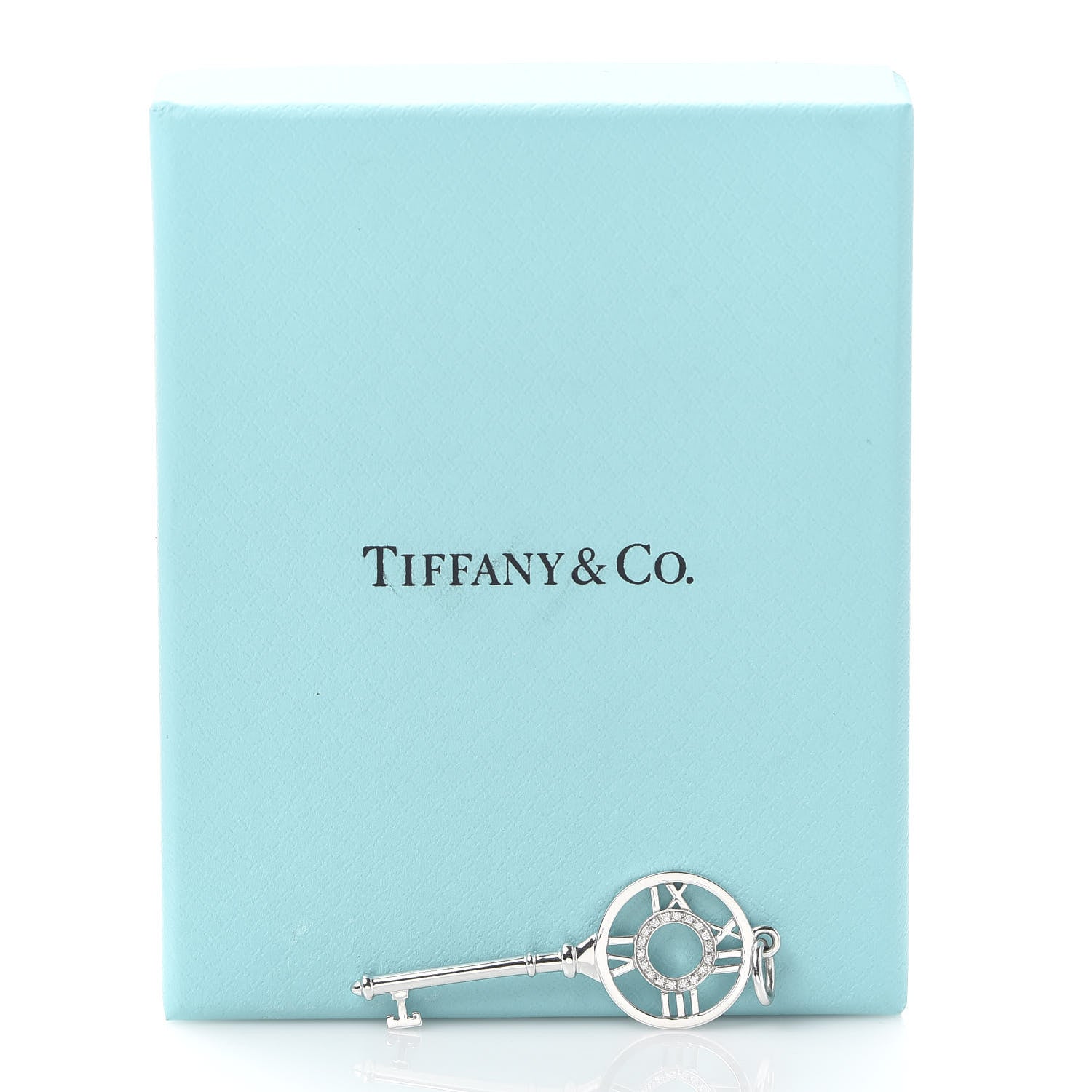 Tiffany 18K White Gold Diamond Atlas Key Pendant 4 of 4