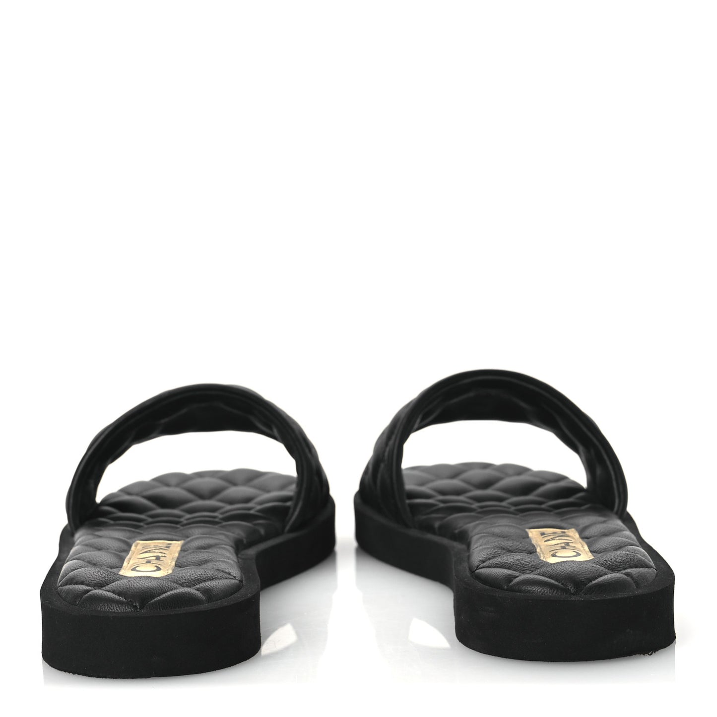 Lambskin Quilted Textured CC Mules Sandals 39 Black