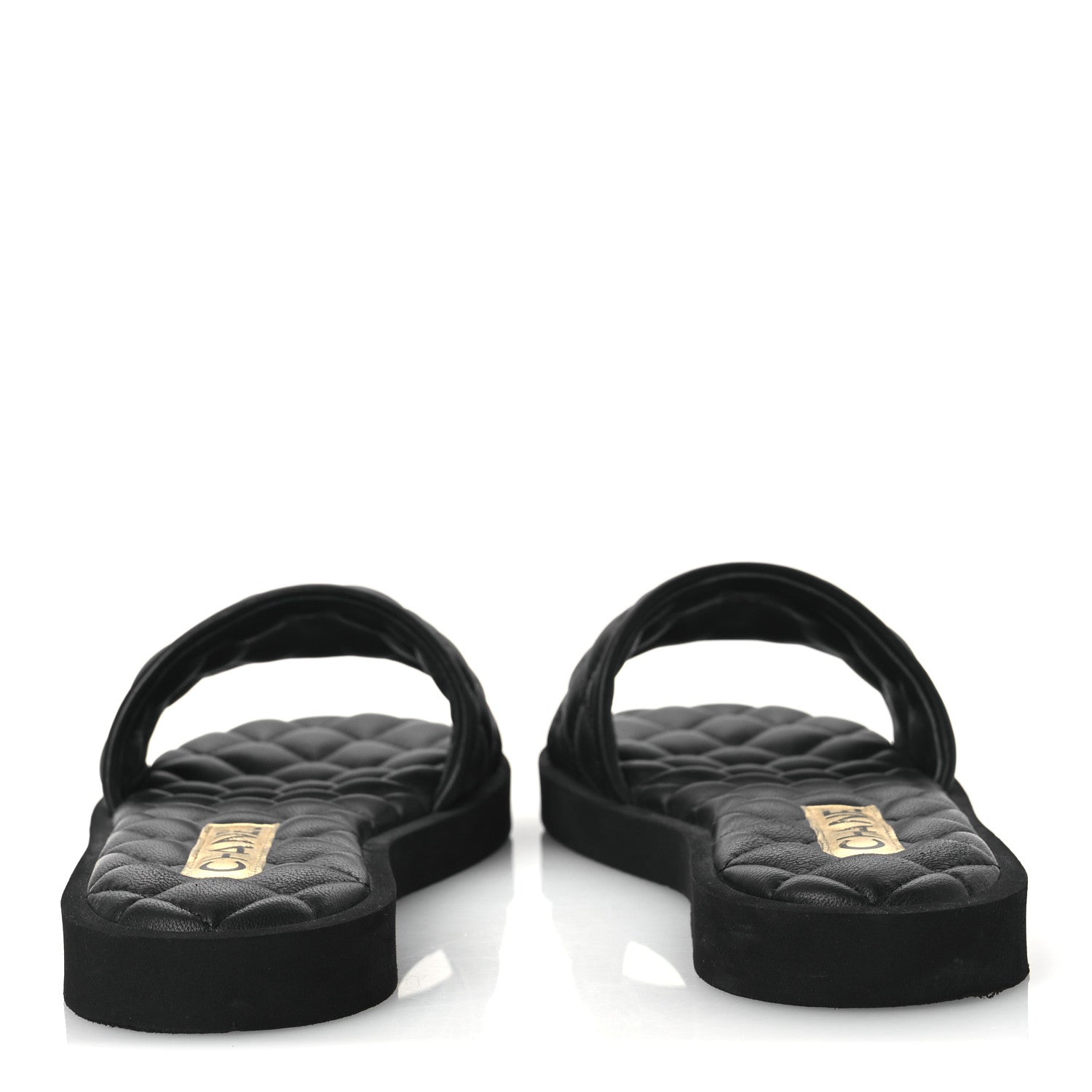 Chanel Lambskin Quilted Textured CC Mules Sandals 39 Black 5 of 11