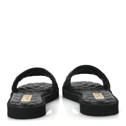 Chanel Lambskin Quilted Textured CC Mules Sandals 39 Black 5 of 11