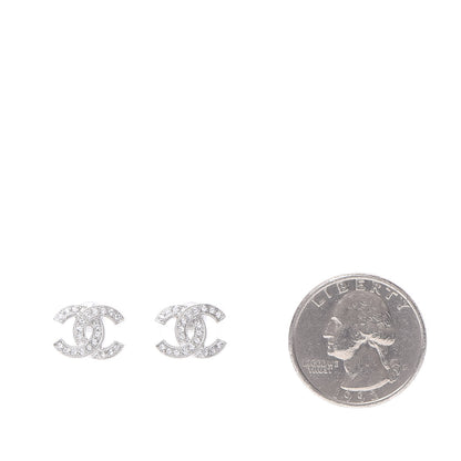 Chanel Crystal Timeless CC Earrings Silver 2 of 5