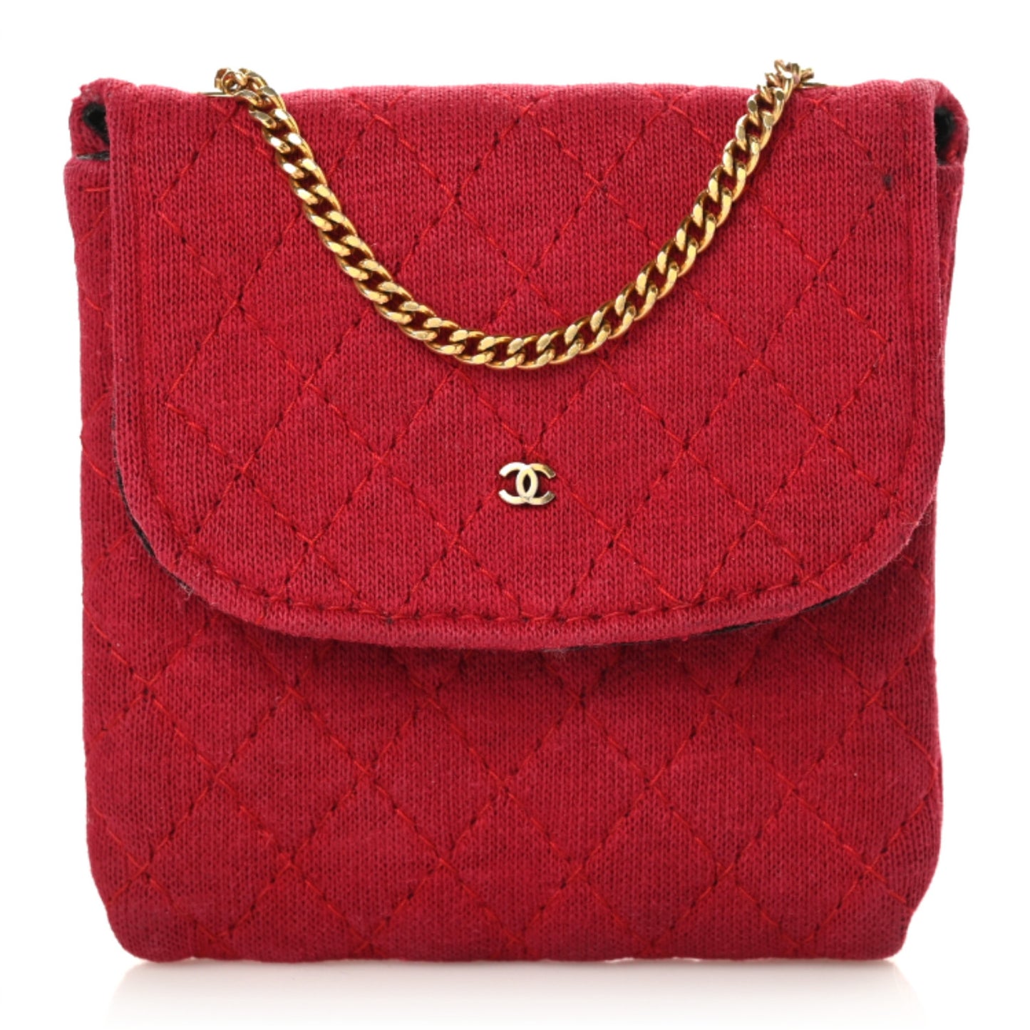 Jersey Quilted Micro Flap Bag Red