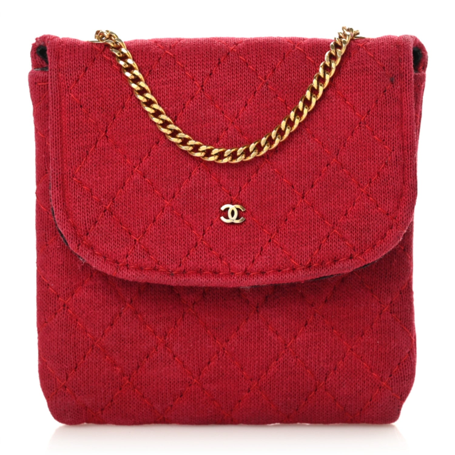 Chanel Jersey Quilted Micro Flap Bag Red 1 of 9