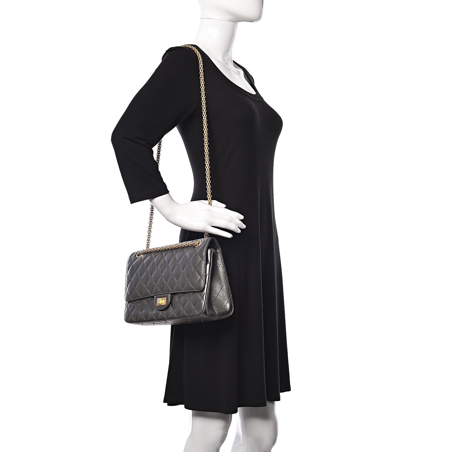 Chanel Metallic Calfskin Quilted 2.55 Reissue 226 Flap Charcoal 2 of 21