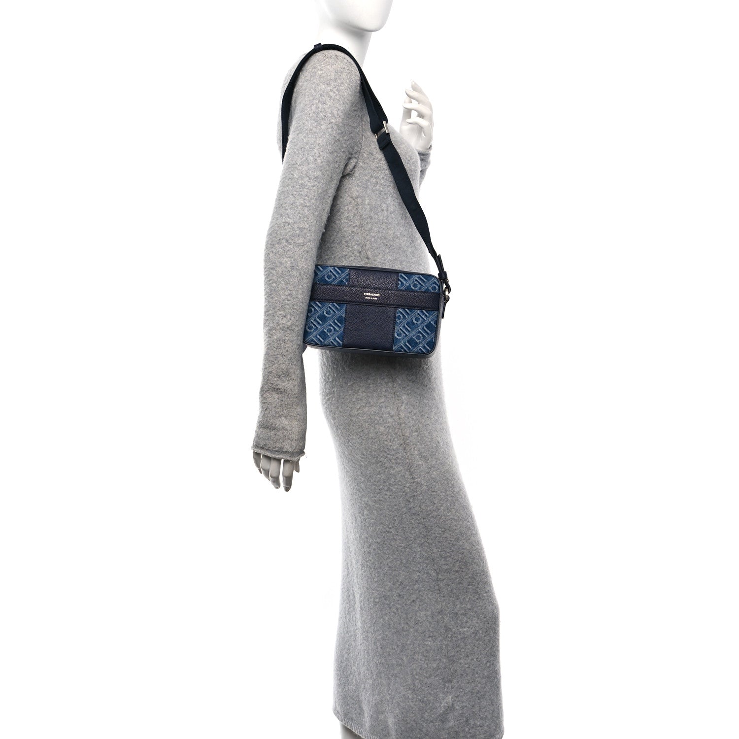 Salvatore Ferragamo Monogram Denim Crossbody Bag Blue 2 of 10