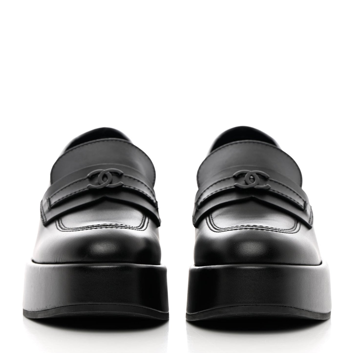 Calfskin CC Platform Loafers 37 Black