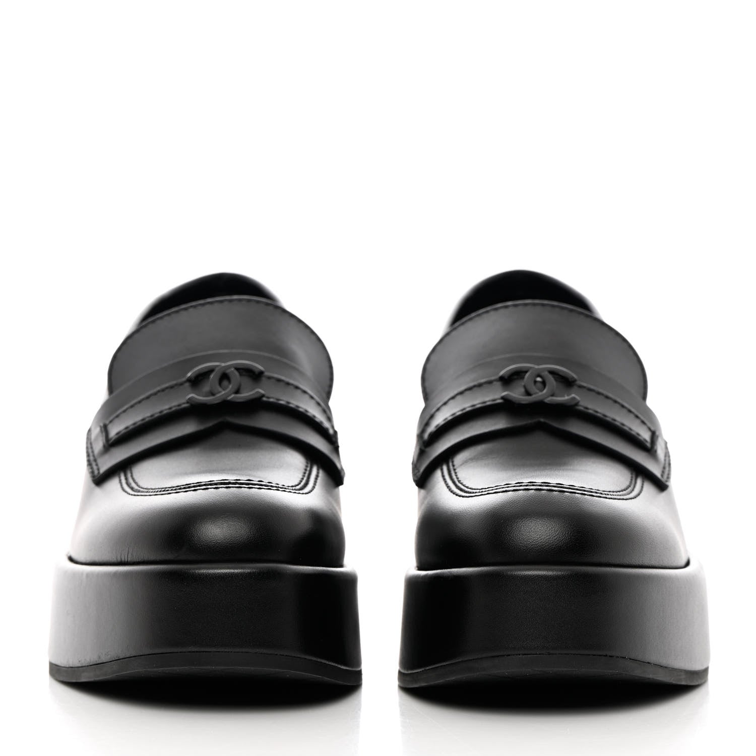 Chanel Calfskin CC Platform Loafers 37 Black 2 of 11