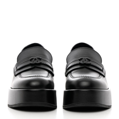 Chanel Calfskin CC Platform Loafers 37 Black 2 of 11