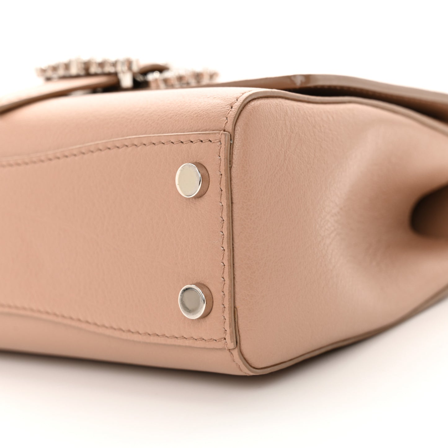 Calfskin Crystal Small Cheri Top Handle Bag Powder Pink