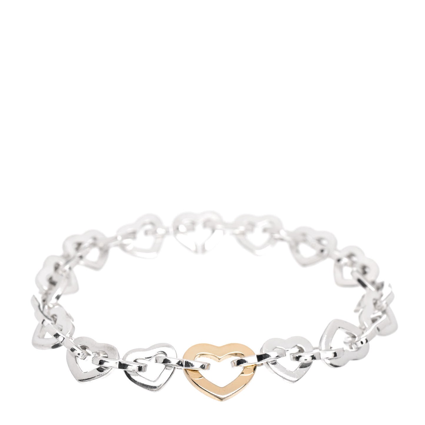 Sterling Silver 18K Yellow Gold Heart Links Bracelet