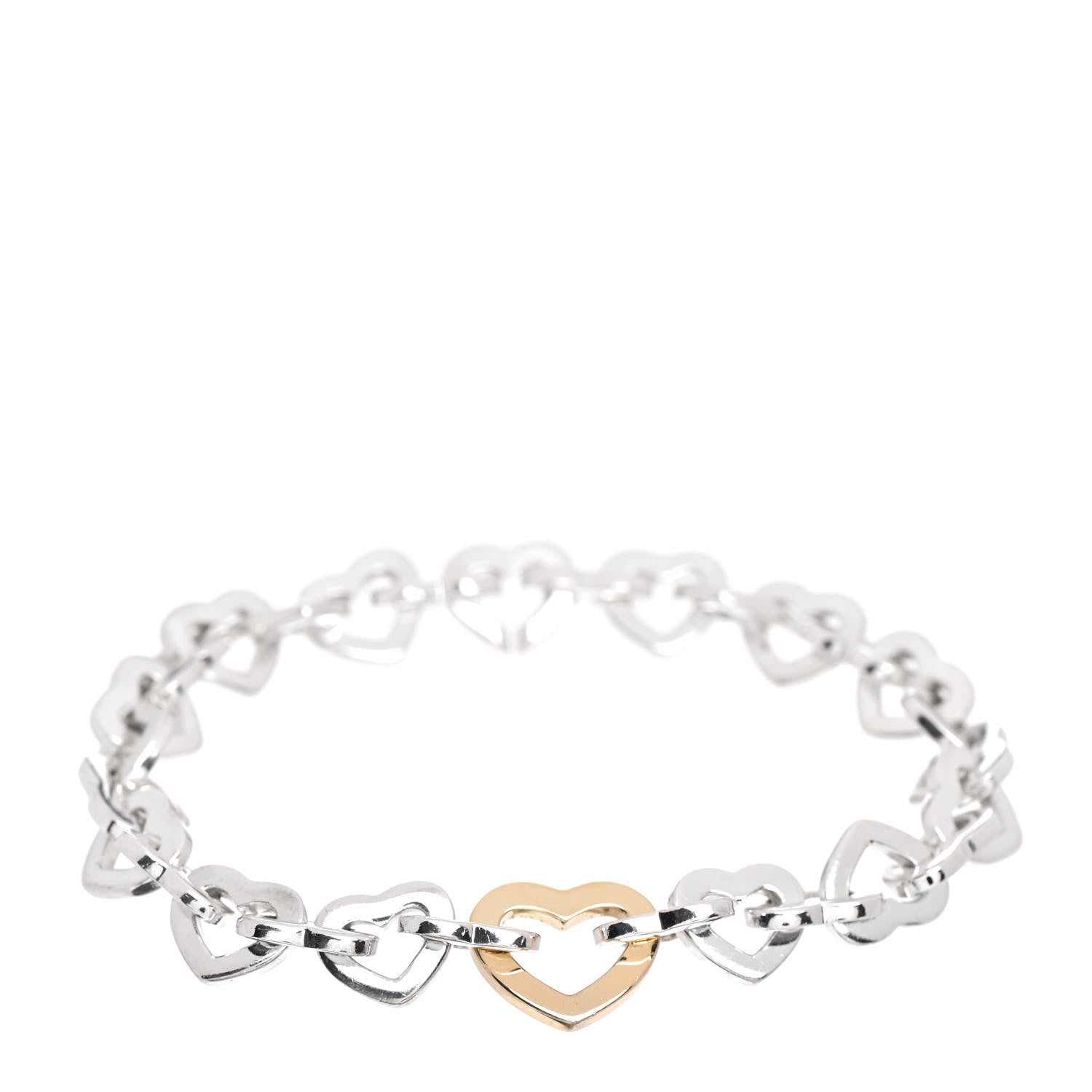 Tiffany Sterling Silver 18K Yellow Gold Heart Links Bracelet 1 of 4