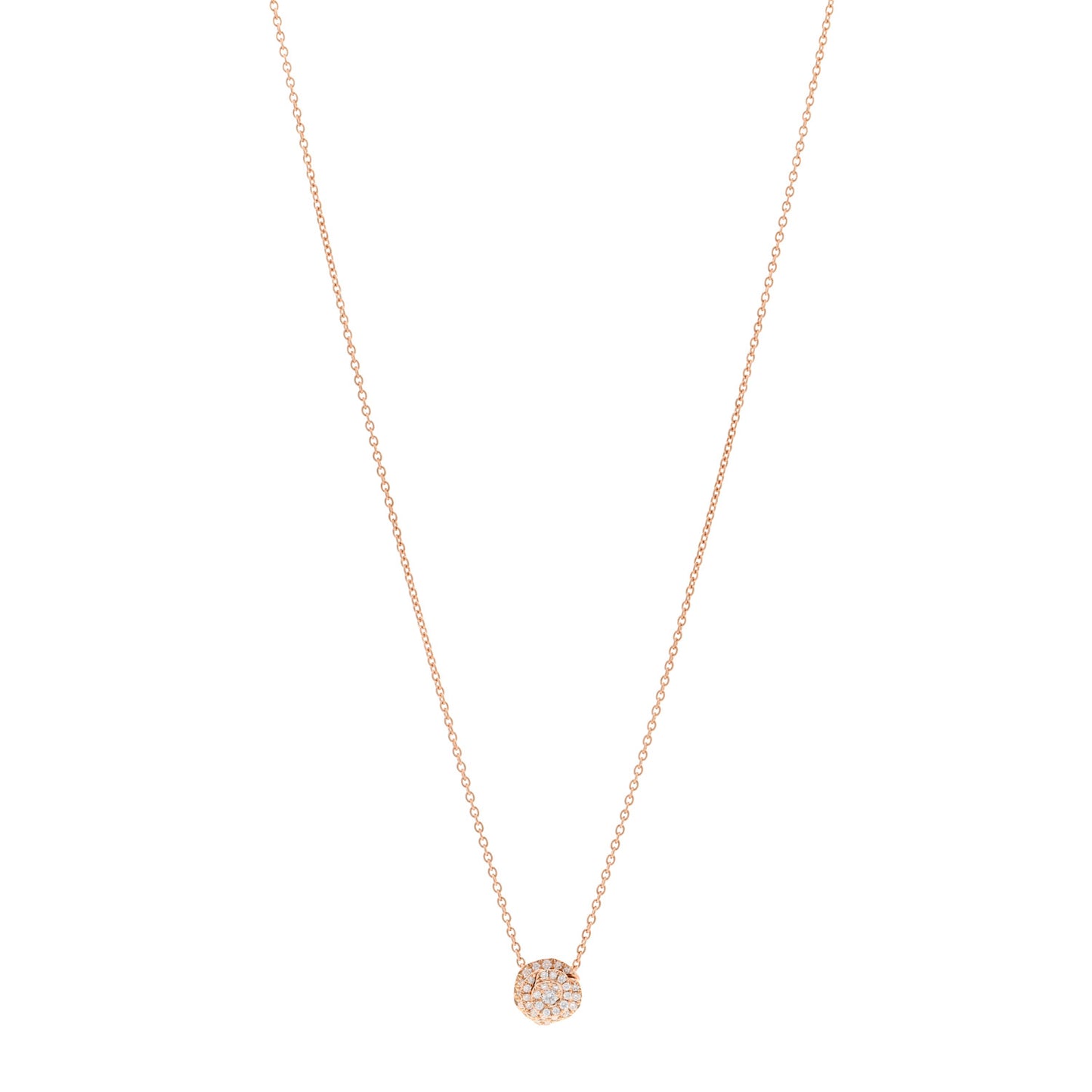 18K Rose Gold Diamond Small Rose Couture Pave Pendant Necklace