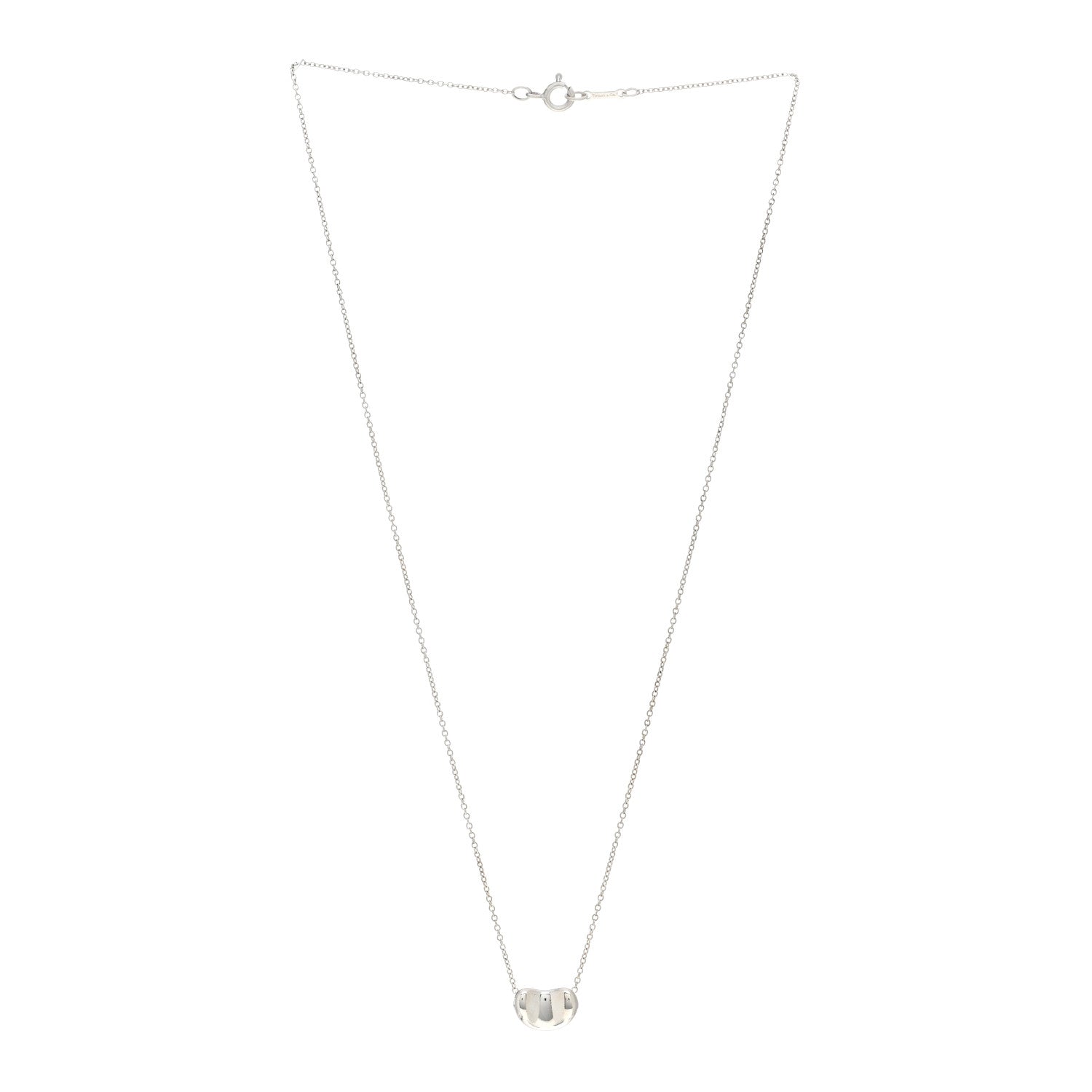 Tiffany Sterling Silver 11mm Elsa Peretti Bean Pendant Necklace 3 of 4