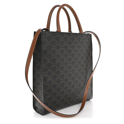 Celine Triomphe Canvas Calfskin Small Vertical Cabas Tan 3 of 11