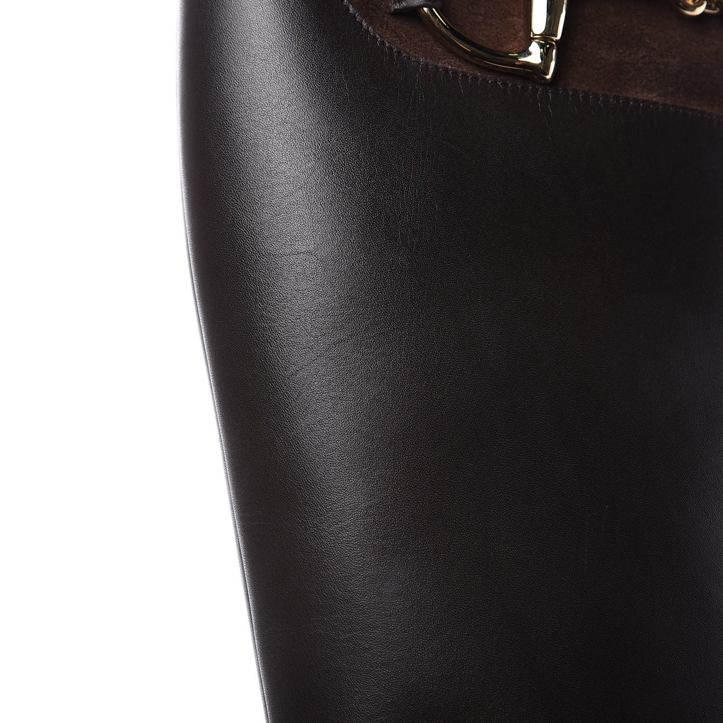 Calfskin Suede Horsebit Knee High Boots 40.5 Brown