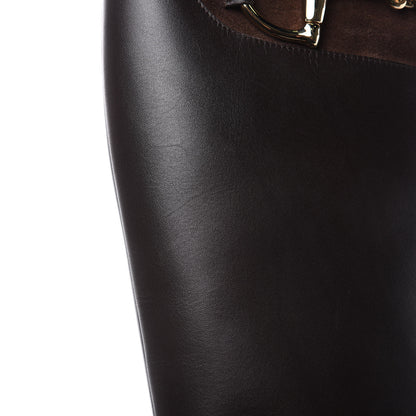 Gucci Calfskin Suede Horsebit Knee High Boots 40.5 Brown 7 of 10