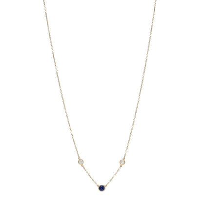Tiffany 18K Yellow Gold Diamond Blue Sapphire Elsa Peretti Color by the Yard 3 Station Necklace 1 of 4