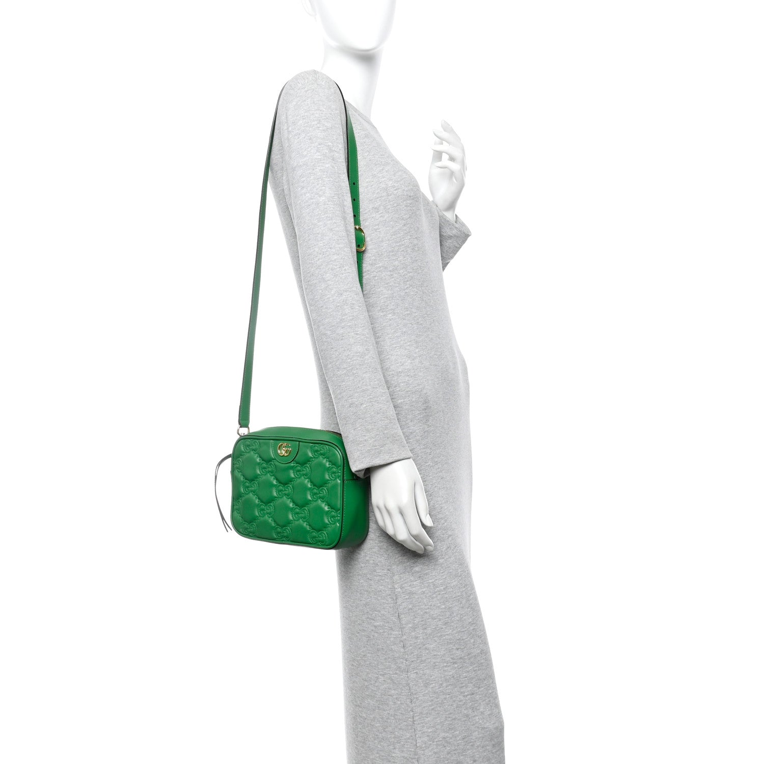 Gucci Calfskin GG Matelasse Shoulder Bag Spring Green Natural 3 of 14