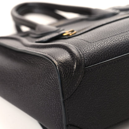 Celine Drummed Calfskin Nano Luggage Liquorice 7 of 13