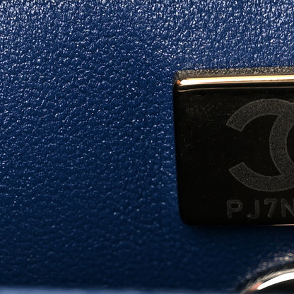 Chanel Caviar Quilted Lizard Embossed Mini Coco Handle Flap Navy Blue 6 of 9