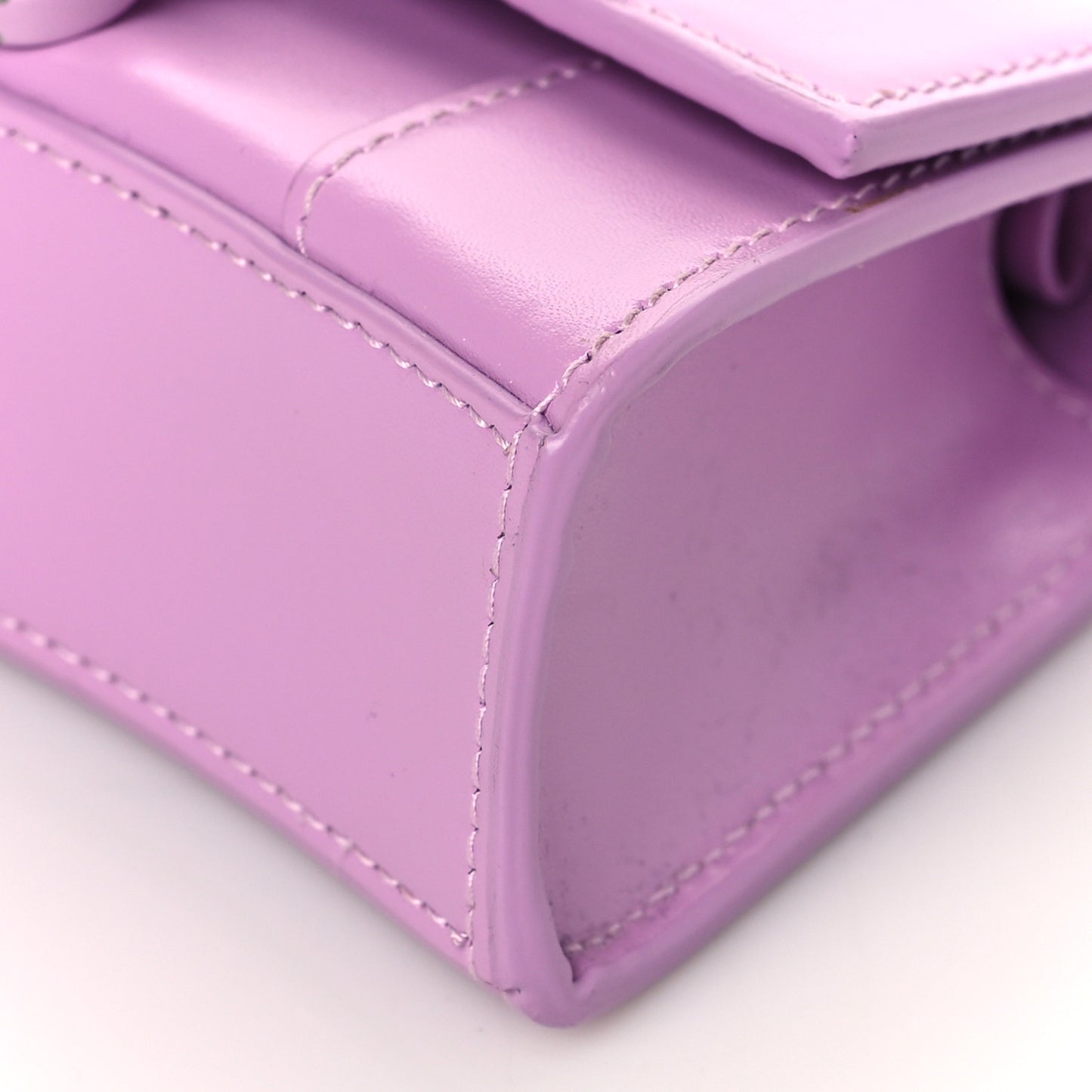 Shiny Box Calfskin Tonal B Hourglass Top Handle Bag Mini Lilac